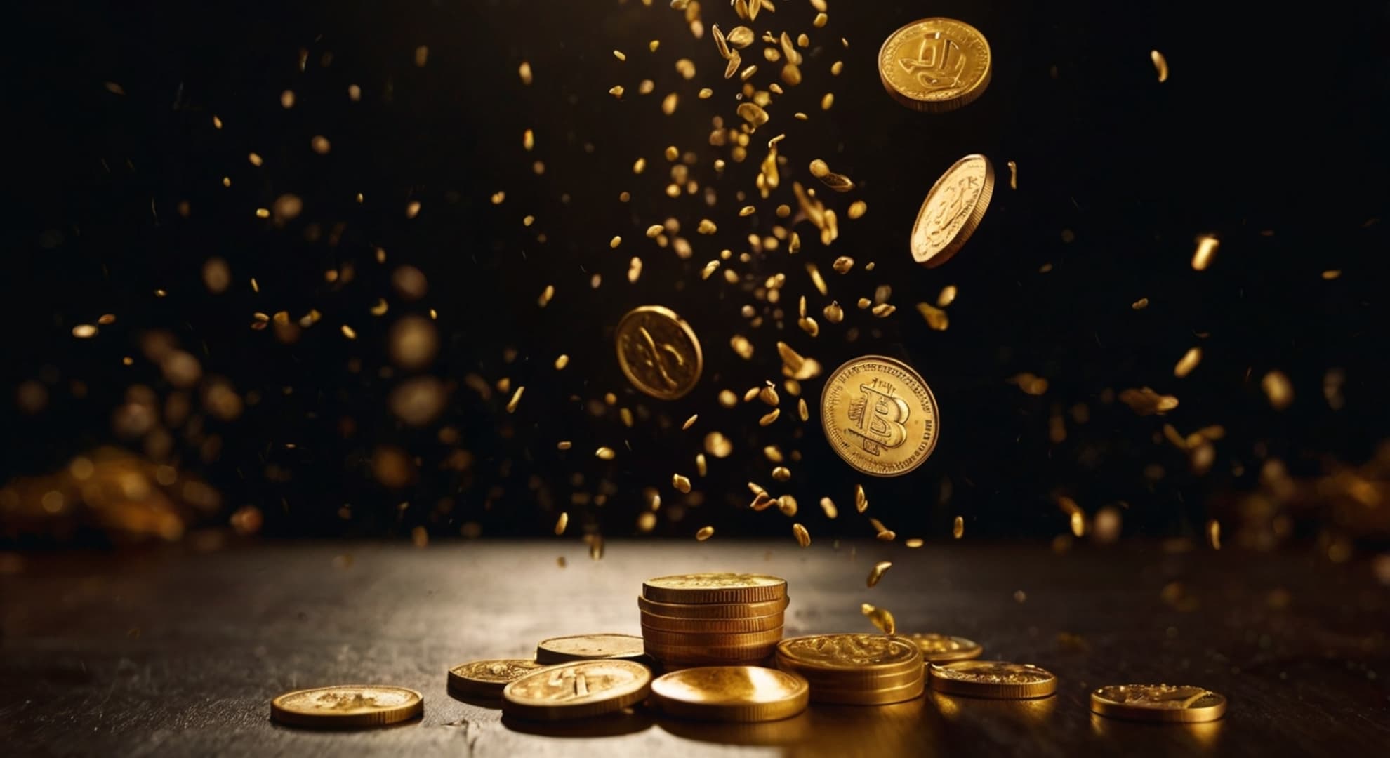 Gold coins cascade from above, landing on a table, symbolizing rewards in match-3 game monetization strategie