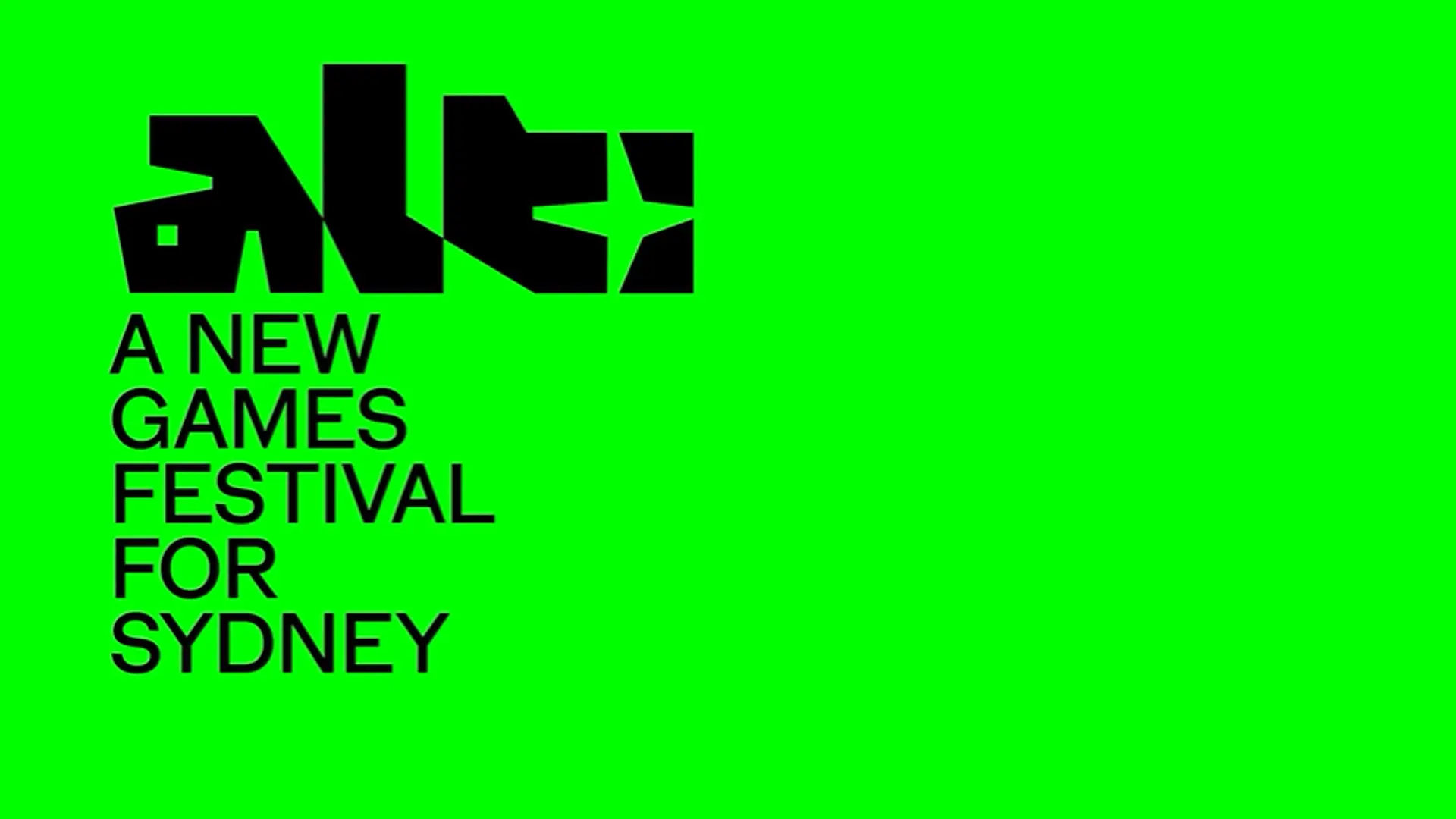 The ALT logo and the words "A new games festival for Sydney" on a bright green background.