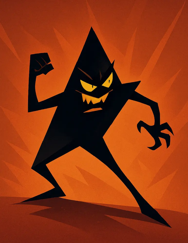 Triangle shaped characters dynamics and danger