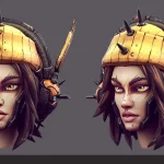 Borderlands art style 3D character model with cel-shaded ink outlines and yellow spiked beanie.
