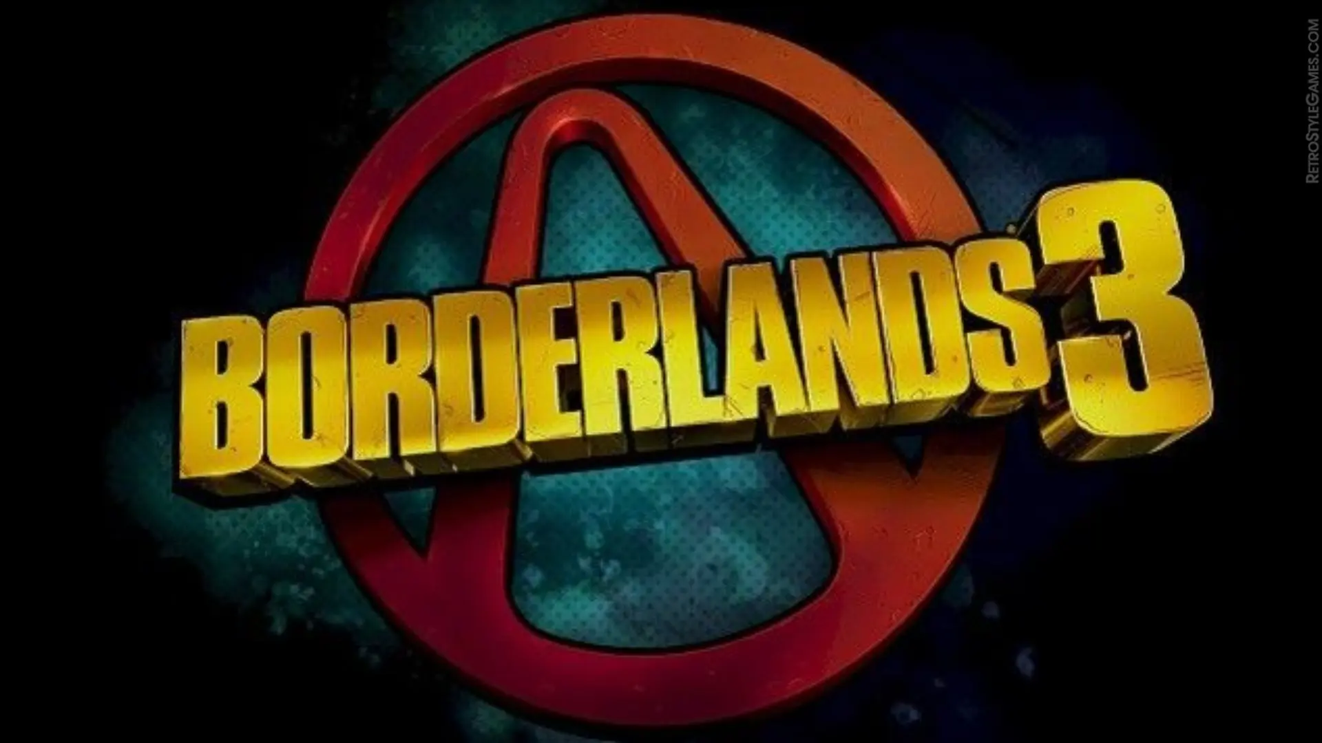 Official Borderlands 3 logo featuring the yellow 3D text over the red Vault symbol with a grunge texture.