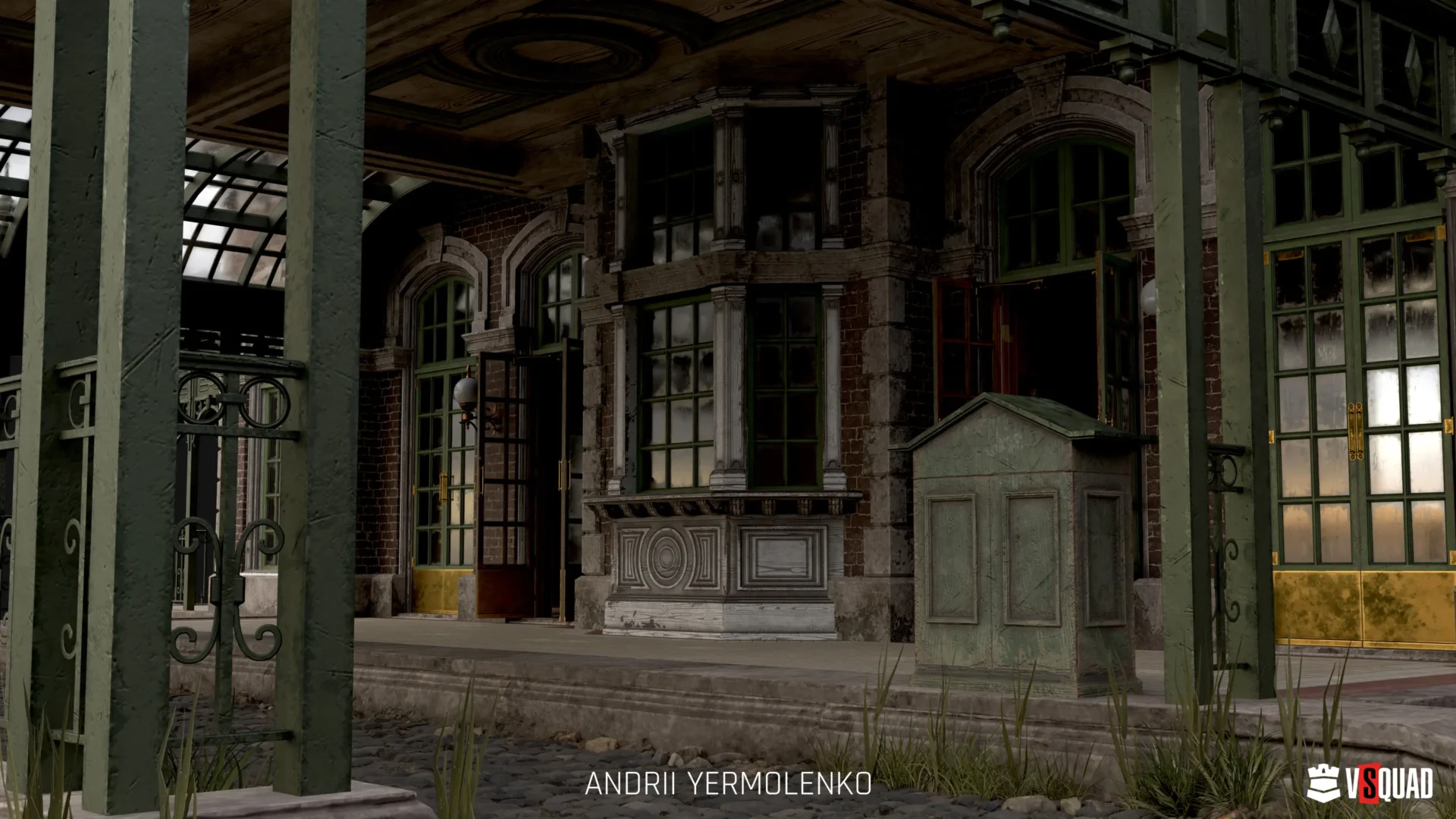Old abandoned railroad station entrance