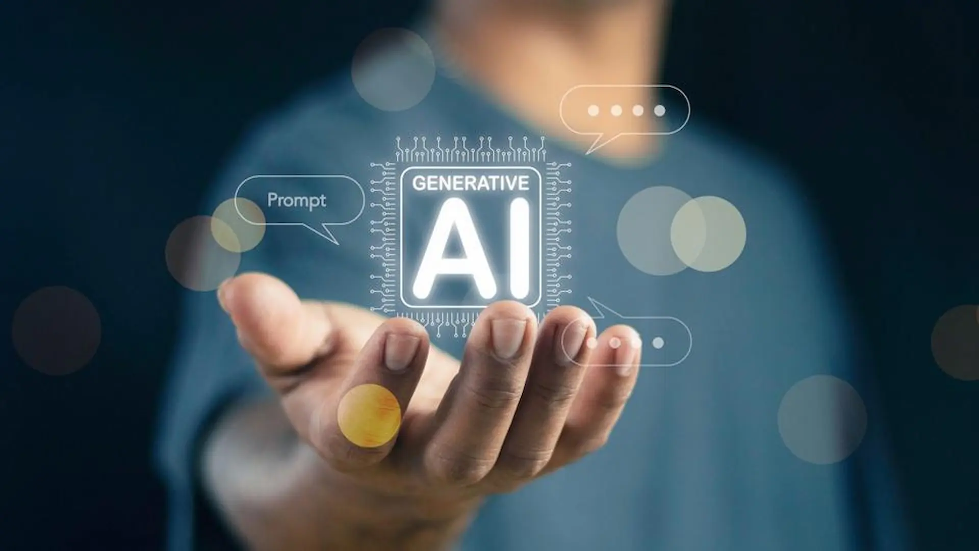 Conceptual image of Generative AI integration and prompts for digital design workflows in Photoshop and Procreate.