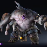 Grotesque multi-armed monster character rendered in 3D for the game Wayfinder.