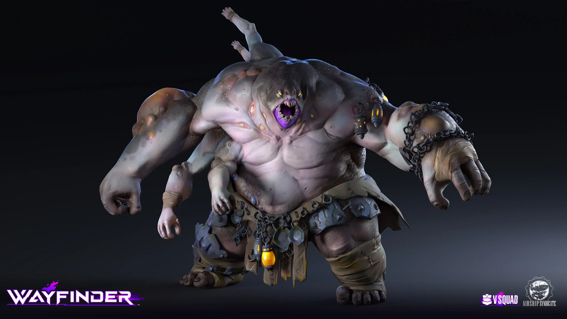 Grotesque multi-armed monster character rendered in 3D for the game Wayfinder.