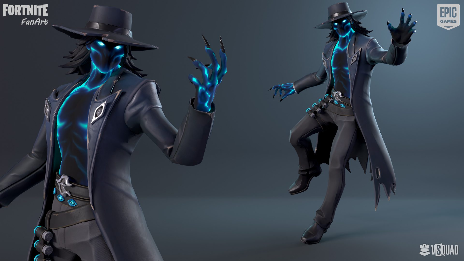 Stylized 3D character model with glowing blue energy, demonstrating expert 3D graphic design for game development.