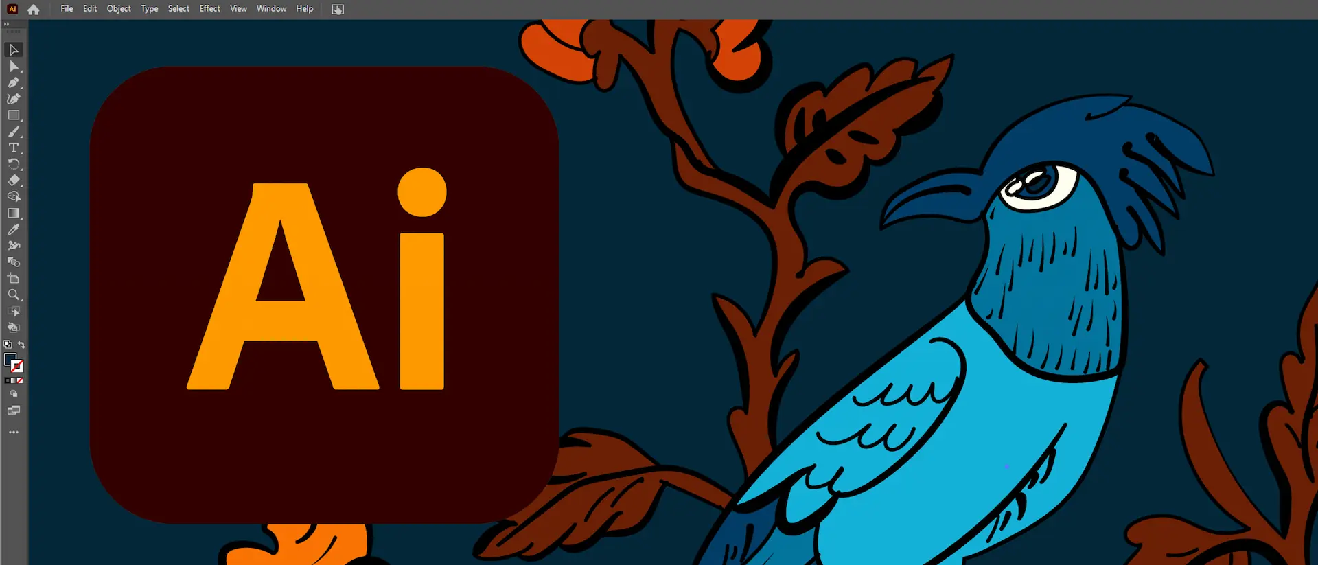 Adobe Illustrator interface with vector artwork, highlighting precise lines and scalable graphics for professional design