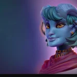 Stylized 3D character portrait created in Blender, showing detailed modeling, lighting, and materials for beginners