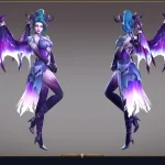 Fantasy demon character concept art with wings, showcasing front and back views for game art outsourcing design