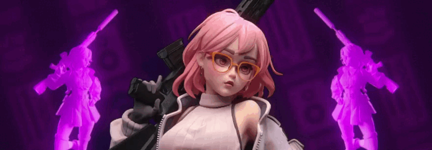 Animated 3D anime-style girl with pink hair, highlighting Blender's stylized rendering and animation capabilities.