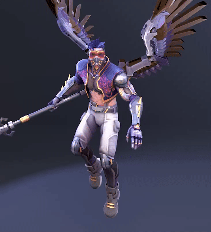 The final polished 3D render of the flying character, complete with high-quality lighting, textures, and visual effects.