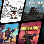 Collage of diverse indie game art styles including pixel art, hand-drawn, low-poly, and stylized 2D illustrations.
