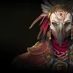 Detailed 3D shaman character with bird mask for game-ready modeling tutorial.