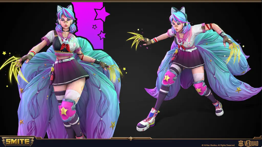 Final game-ready render of a stylized character with vibrant textures and magical visual effects.