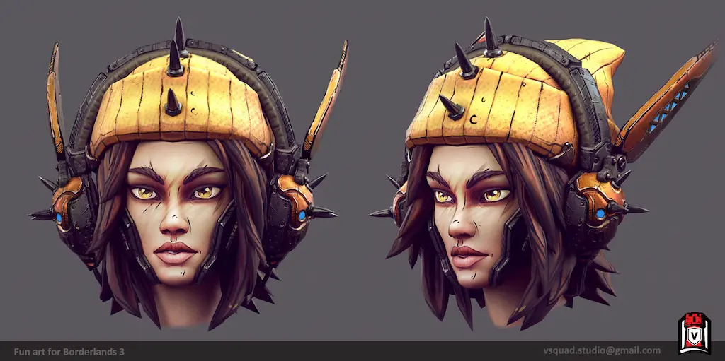 Stylized 3D character with cel-shaded comic book aesthetic, an example of cartoon game art styles.