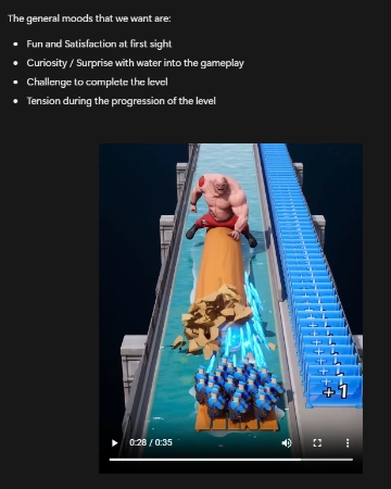 Mobile game ad gameplay featuring a muscular character on a log, water physics, and crowd-multiplying runner mechanics.
