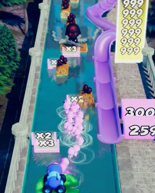 Example of a hyper-casual mobile game ad featuring multiplier gate runner gameplay and crowd control mechanics.