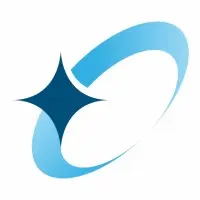 Logo with dark blue diamond star and light blue swirl for the Medieval Legends game.
