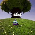 Cute frog wizard on a grassy hill under a large tree featuring the SAGE game logo.