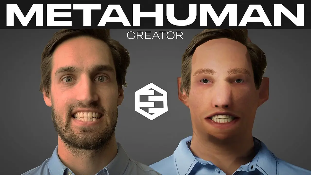 Comparison between a real person and a MetaHuman Creator digital human