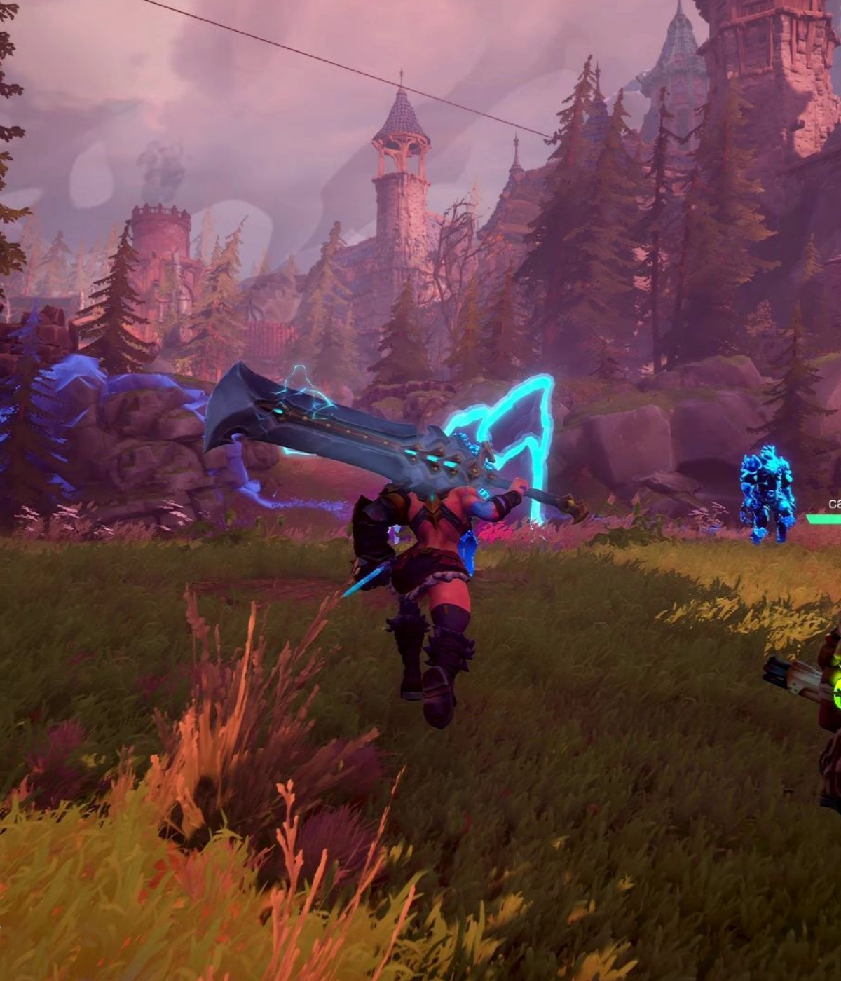 Stylized 3D action gameplay scene demonstrating rendering stability and frame optimization for VR delivery.