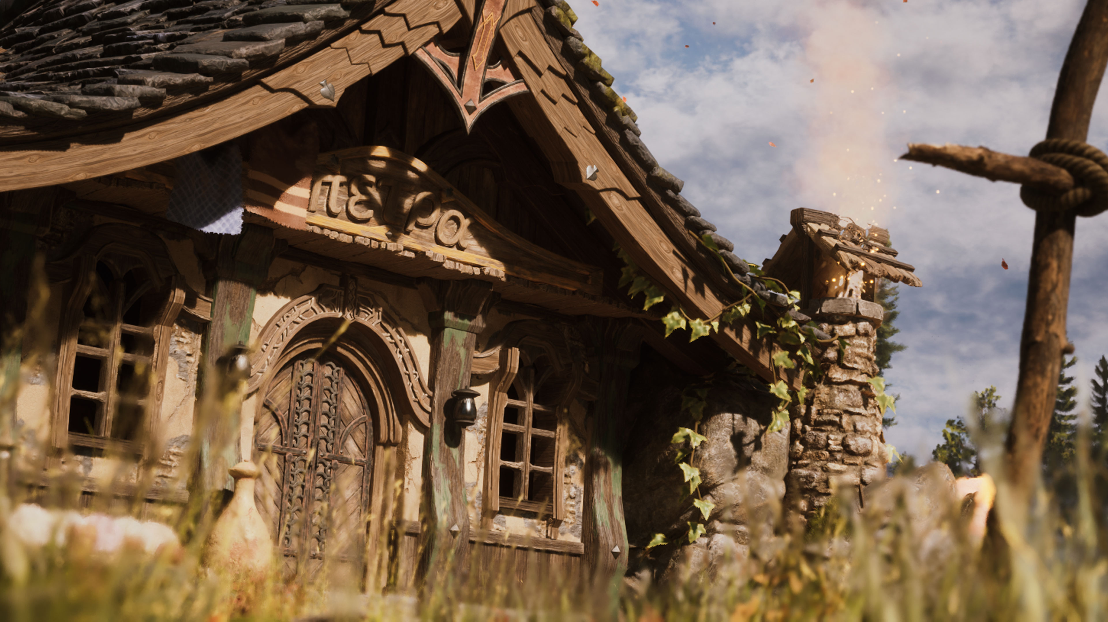 Detailed 3D fantasy house with architectural and decorative assets