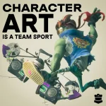 Stylized game character performing an acrobatic jump, illustrating collaborative character art production.