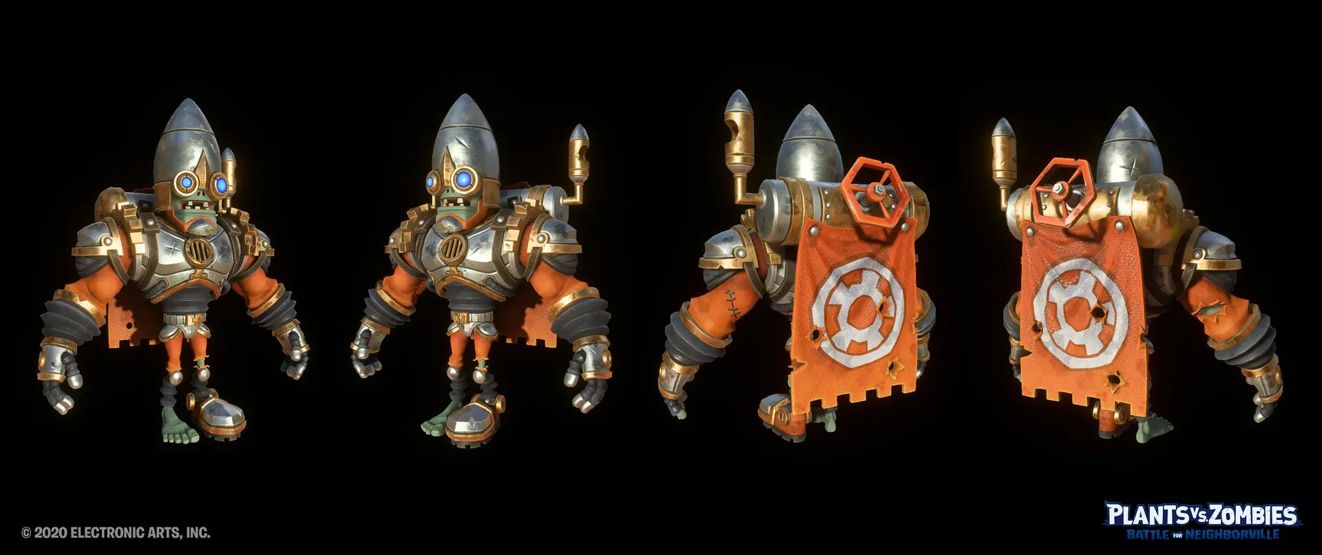 Armored Bullet zombie character turnaround from Plants vs. Zombies: Battle for Neighborville