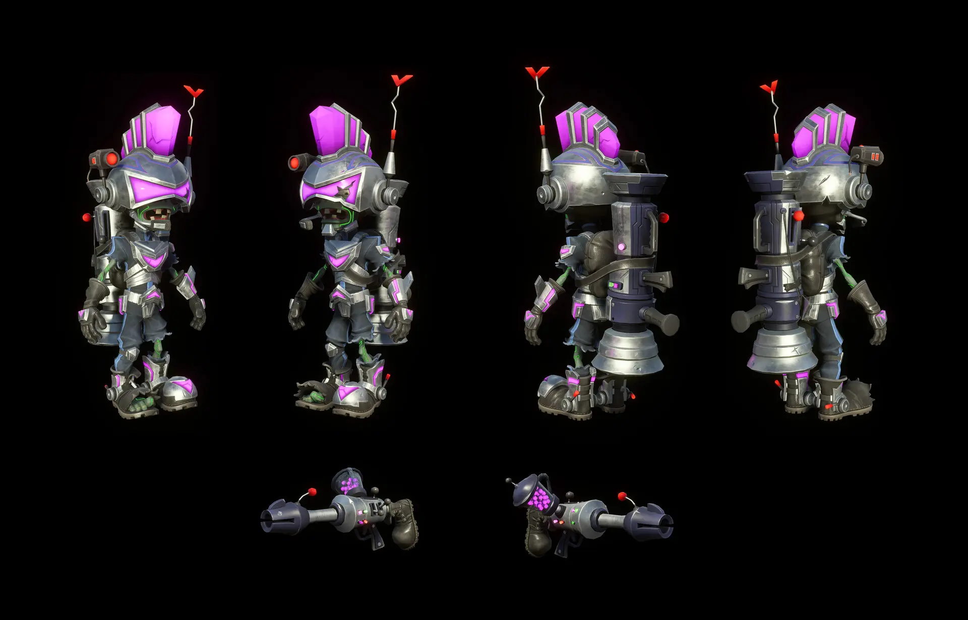 Captain Ultra zombie character turnaround from Plants vs. Zombies: Battle for Neighborville