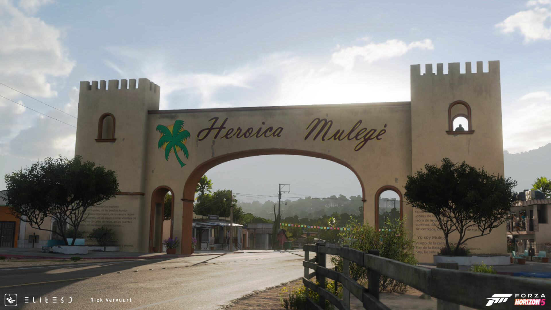 Forza Horizon 5 Heroica Mulegé entrance gate created with environment art by Rick Vervuurt