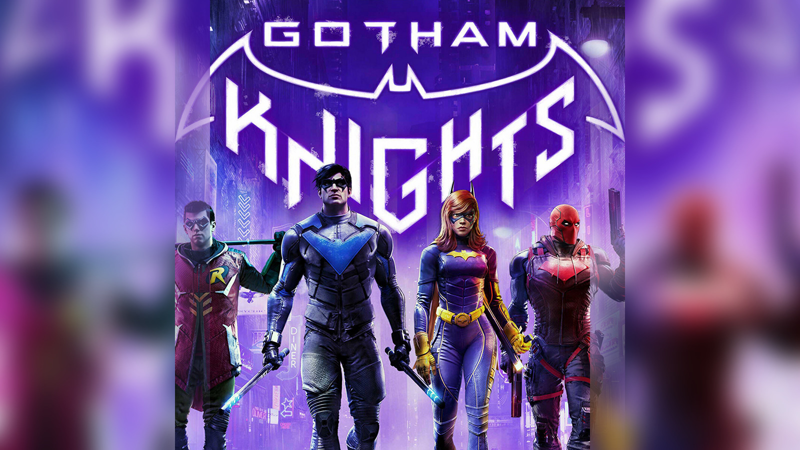 Gotham Knights characters Robin, Nightwing, Batgirl, and Red Hood