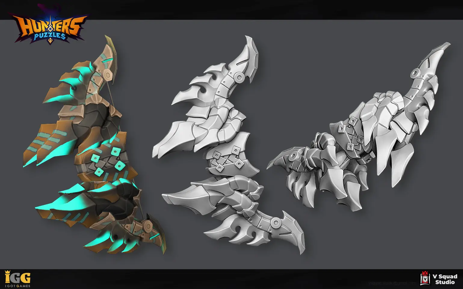 Modular glowing bow asset with separate components