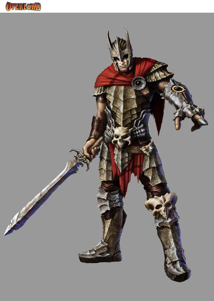Overlord warrior character concept art with medieval armor and sword