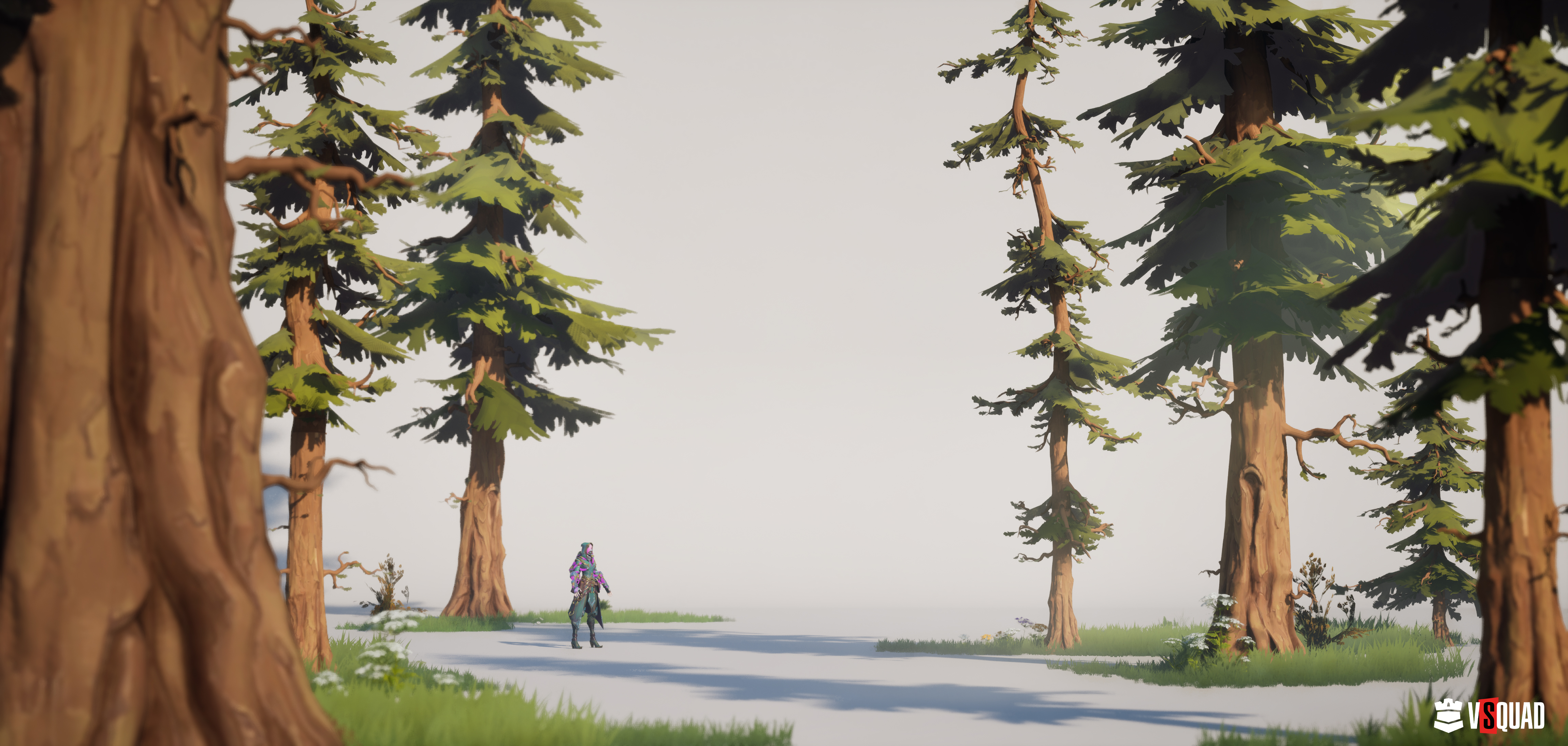 Stylized 3D forest built with reusable environment assets