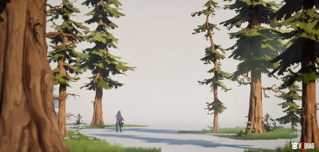 Stylized forest environment with tall trees