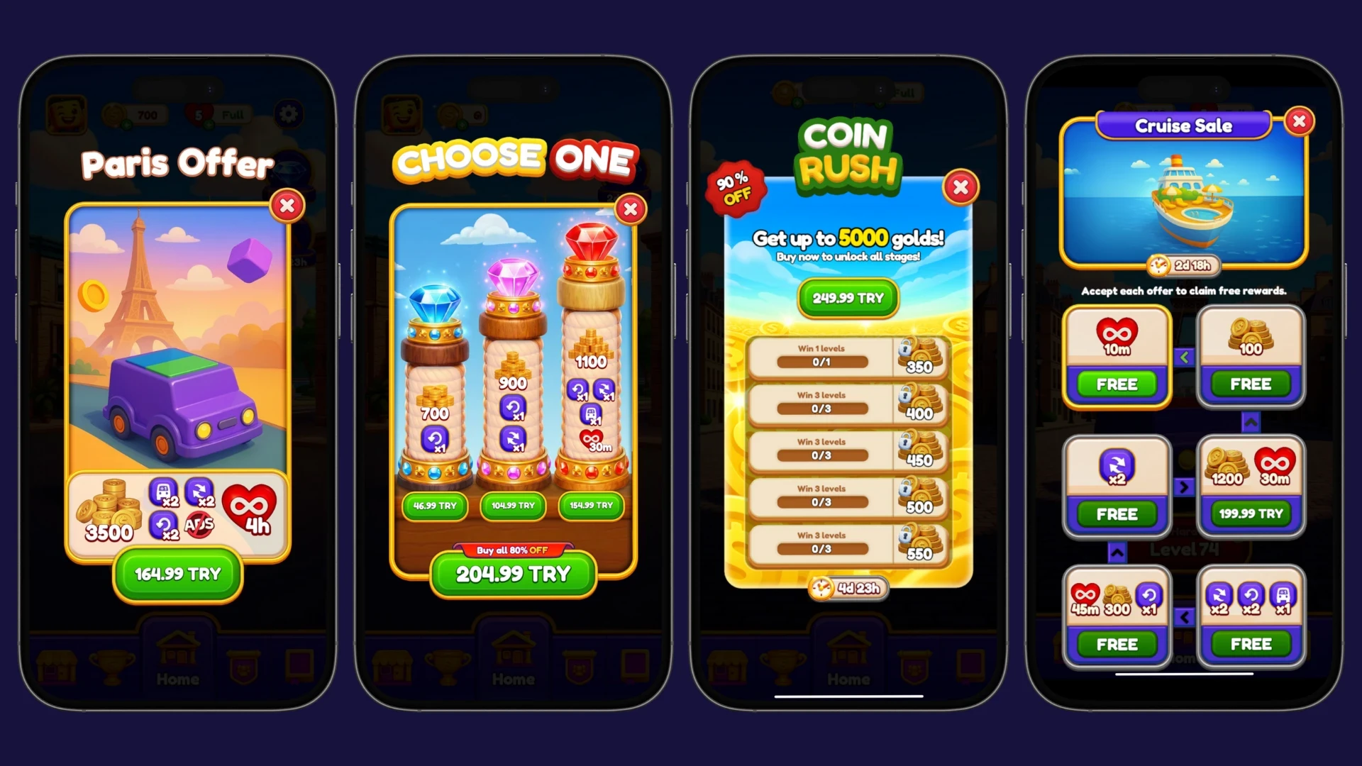 Loop Sort mobile game offers and live events UI