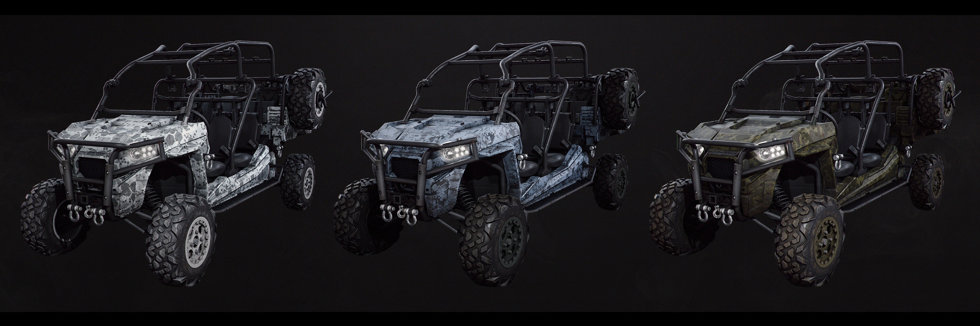Game-ready Polaris MRZR D4 model with multiple texture variants