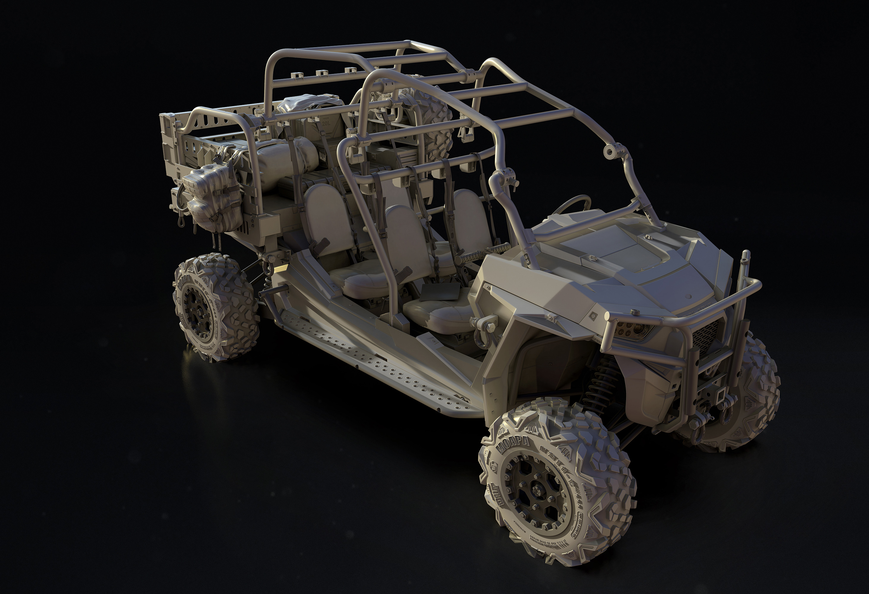 High-poly Polaris MRZR D4 vehicle model in progress