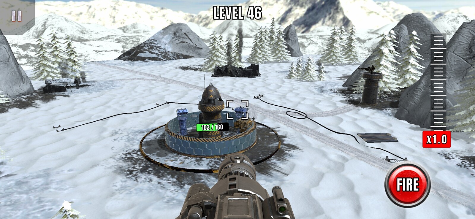 Precision Striker gameplay in a snowy mobile game level