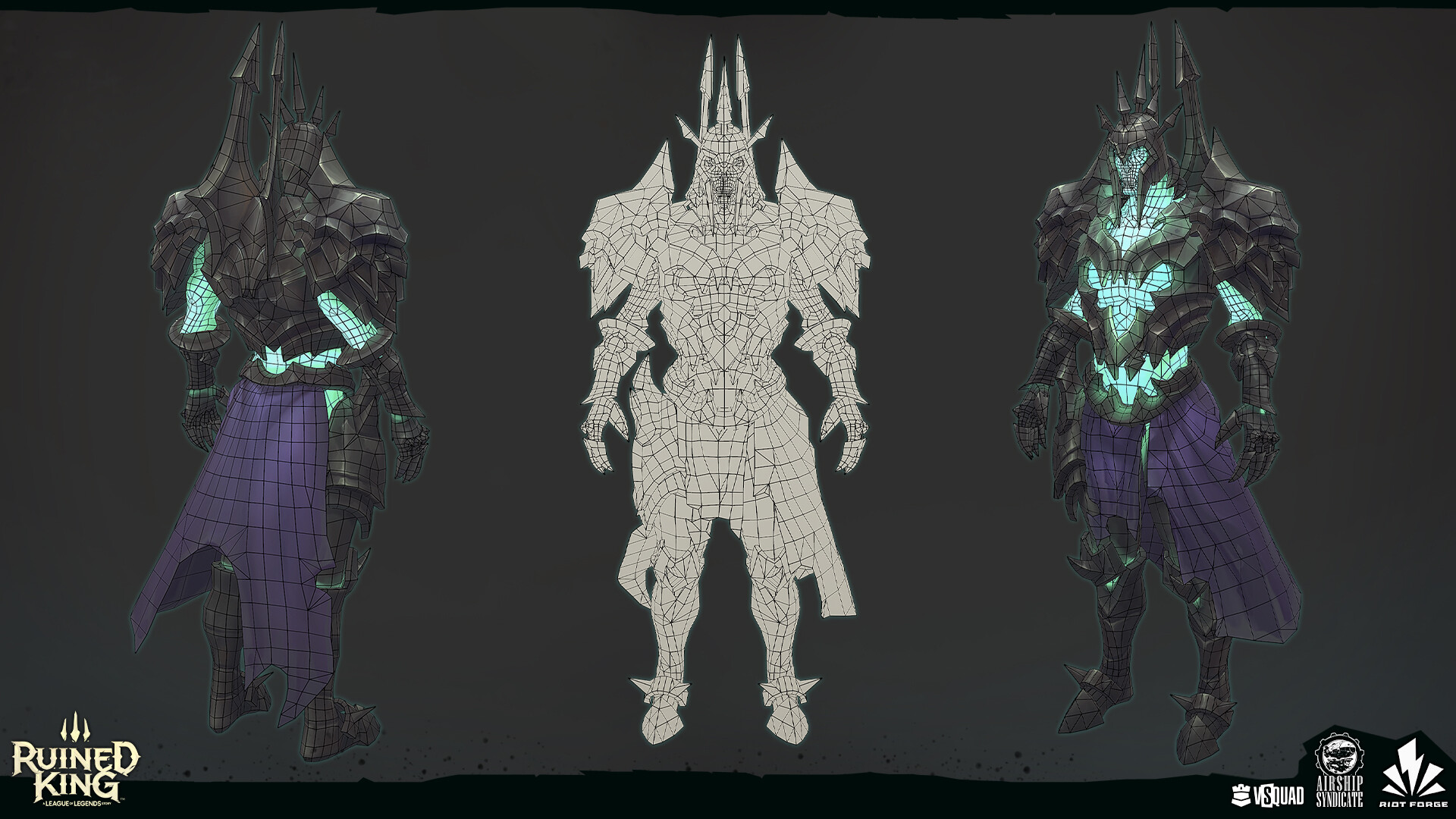 Commander Ledros 3D character model with wireframe views