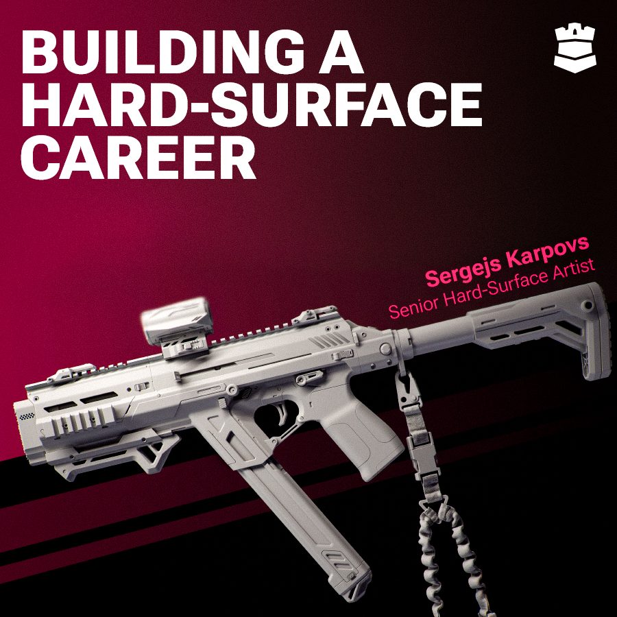 3D model of a futuristic submachine gun.