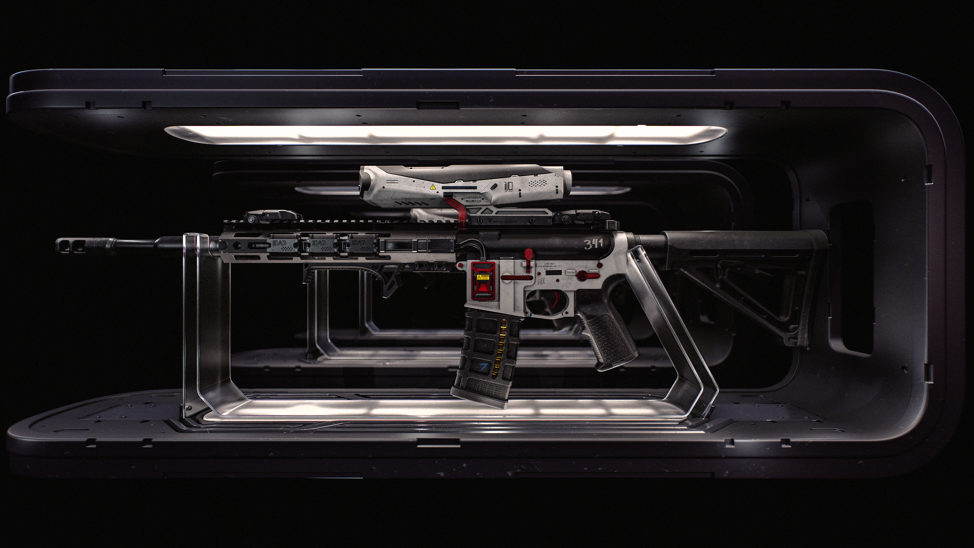 Sci-fi rifle hard-surface artwork by Sergejs Karpovs