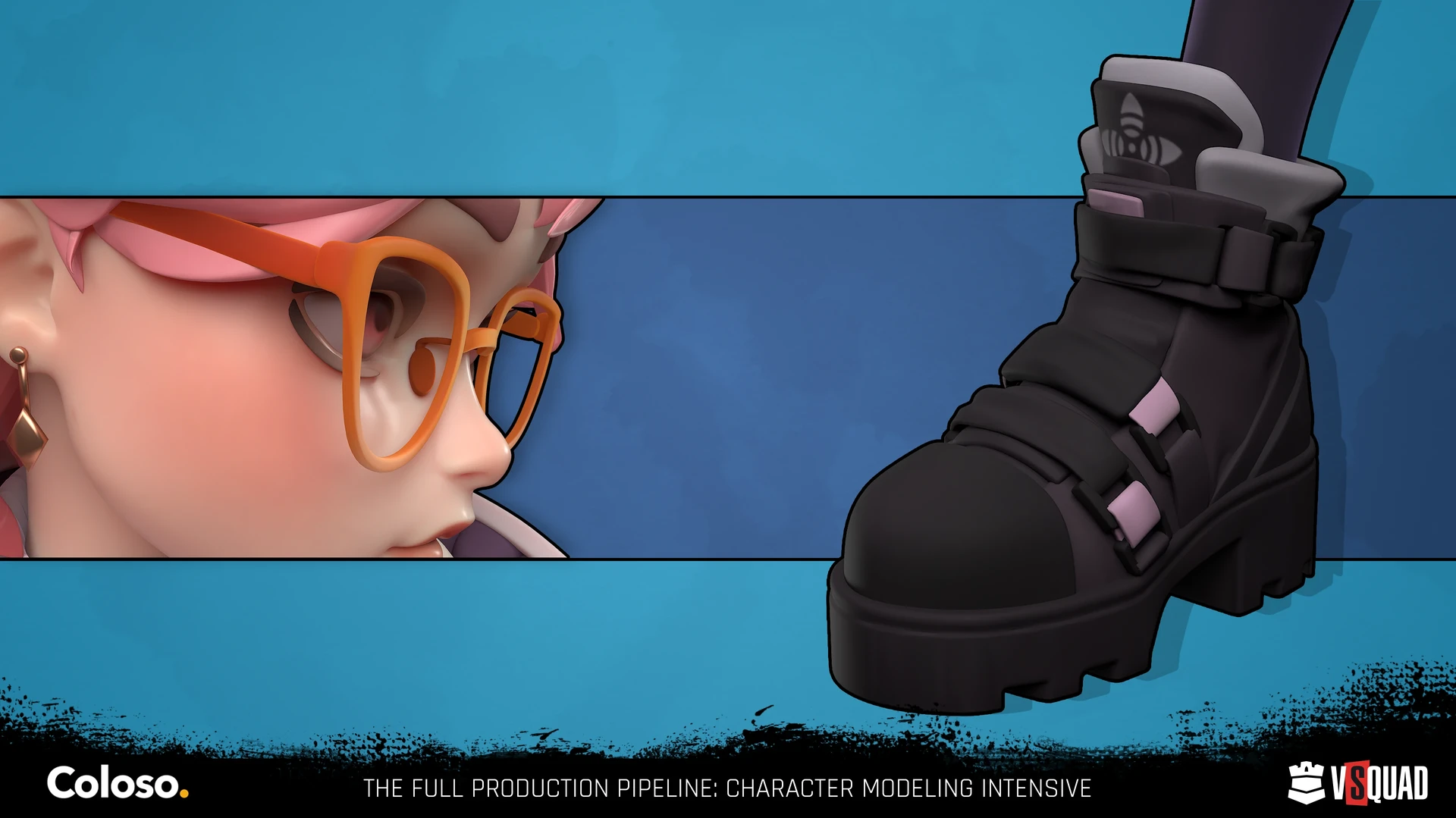 3D character face and boot details