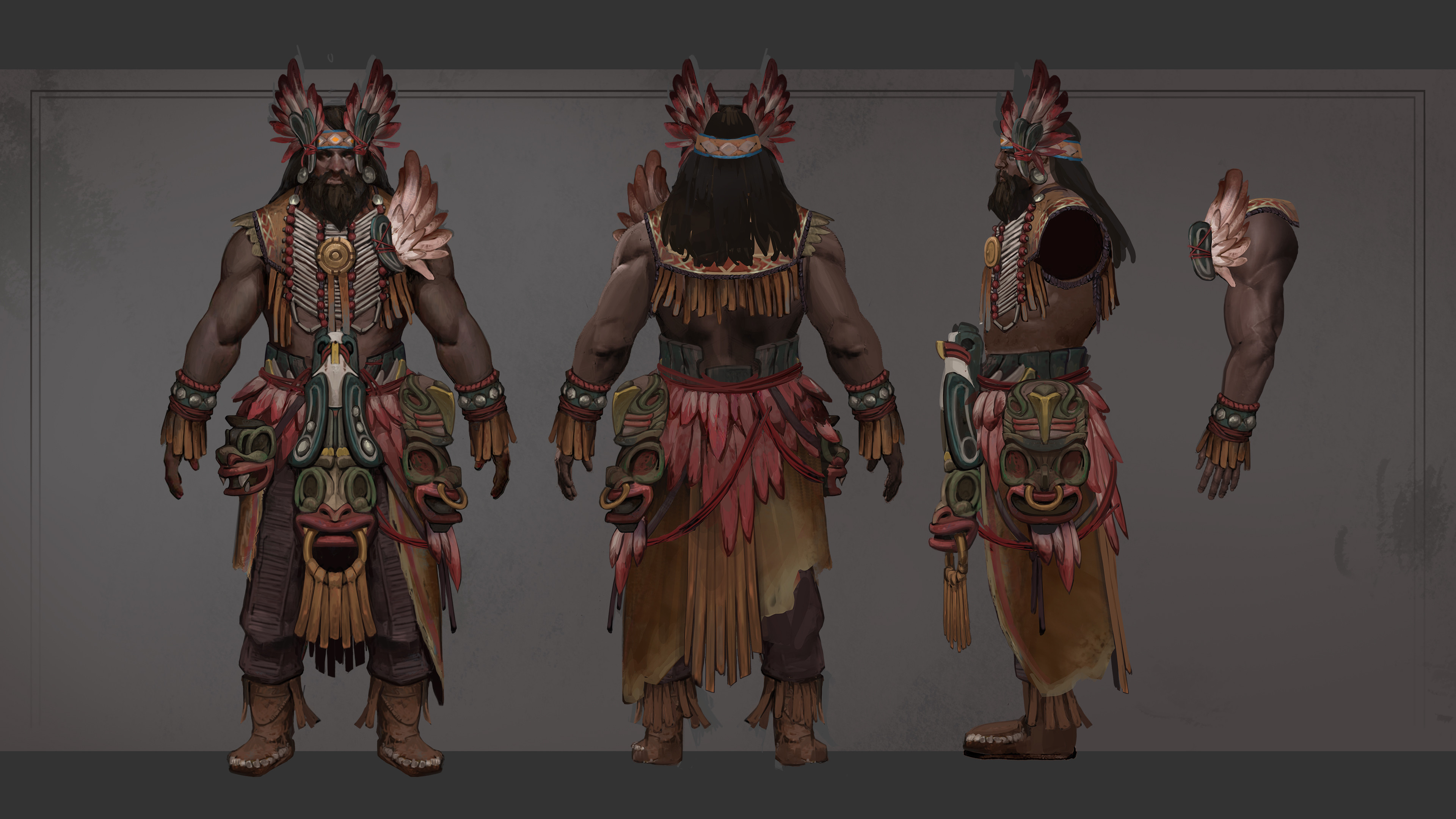 Shaman character concept turnaround