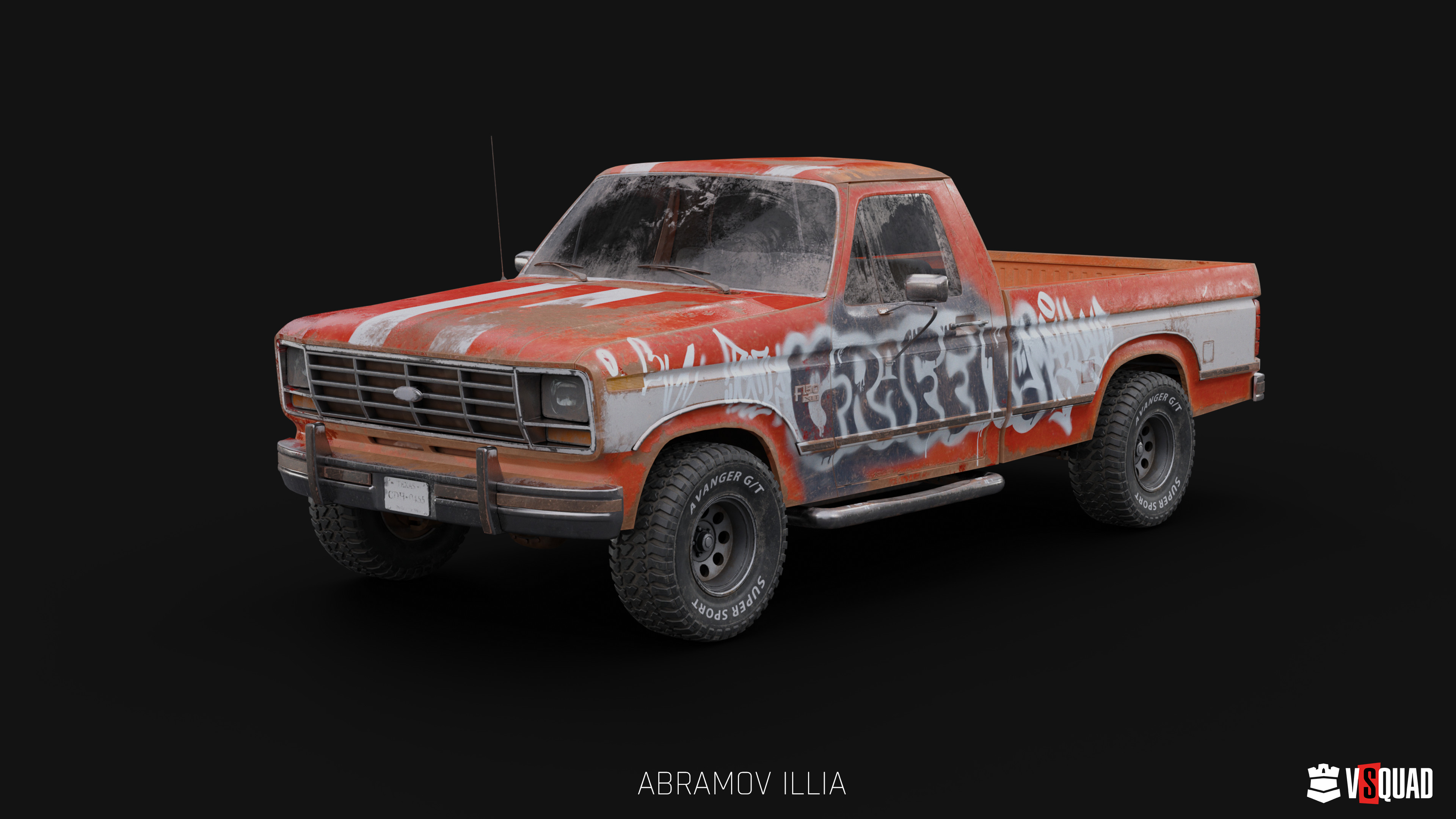 Weathered pickup truck game-ready 3D model by VSQUAD Studio