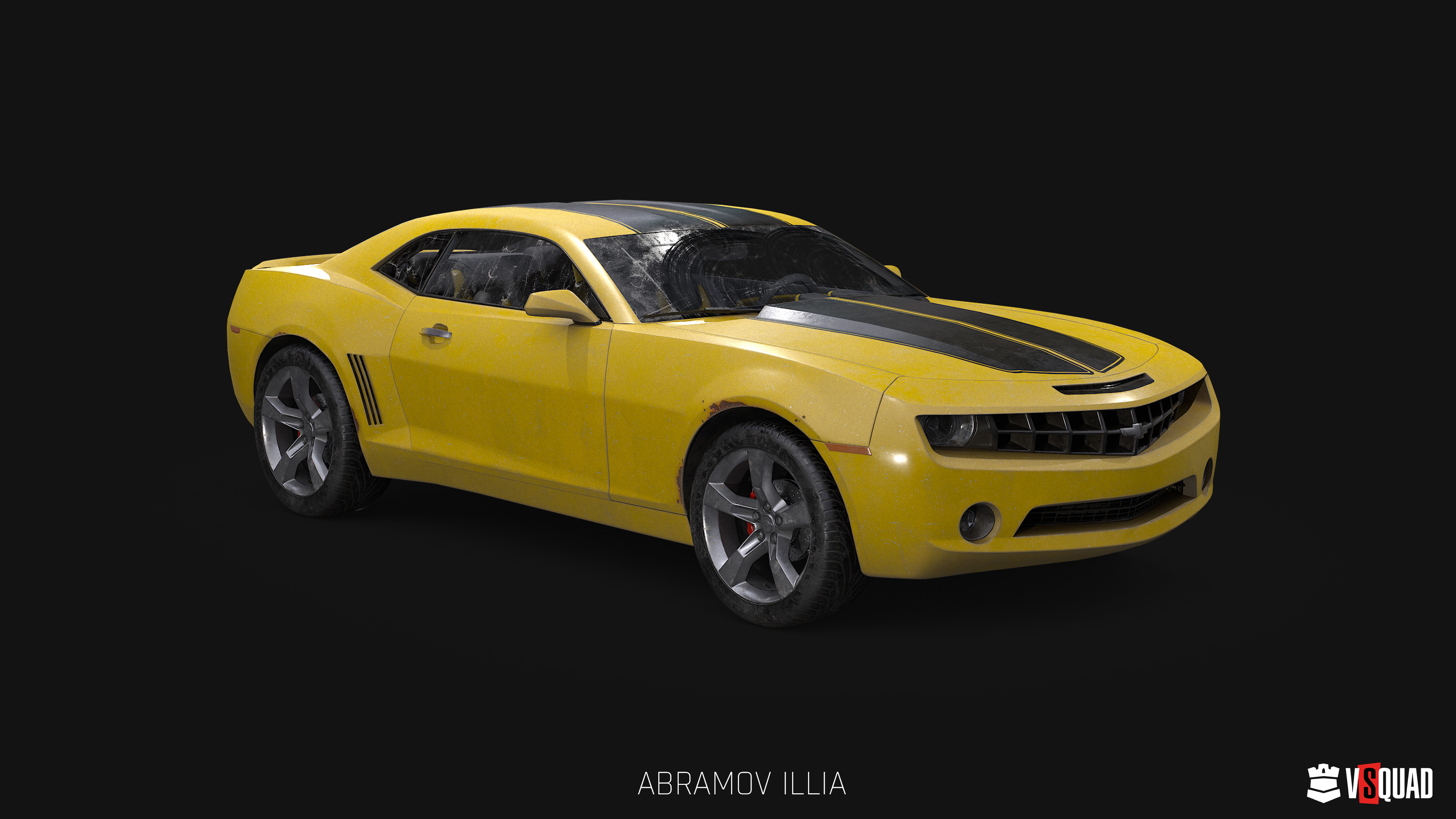 Yellow sports car game-ready 3D model by VSQUAD Studio